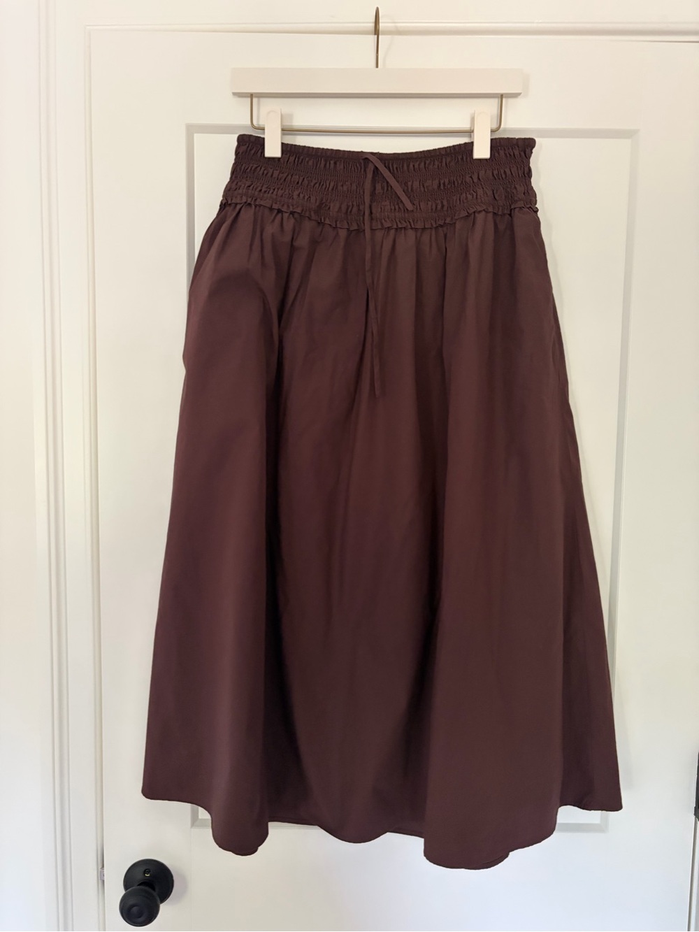 Aritzia Vetiver Poplin Skirt Size M Rich Mocha Brown